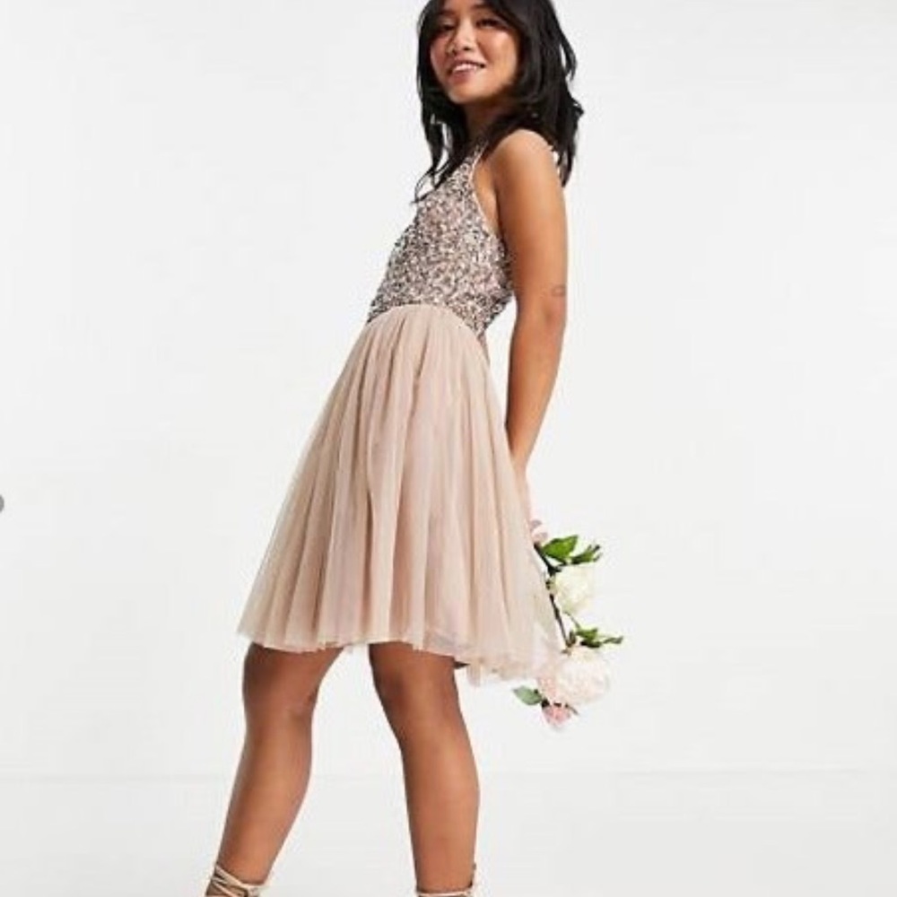 ASOS Sequin Halter Neck Mini Tulle Dress ( petite)